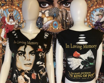 Y2K 2009 Michael Jackson memorial shirt from Hollywood Blvd customized . This is the real deal you had to be in hollywood to get this ! S/M