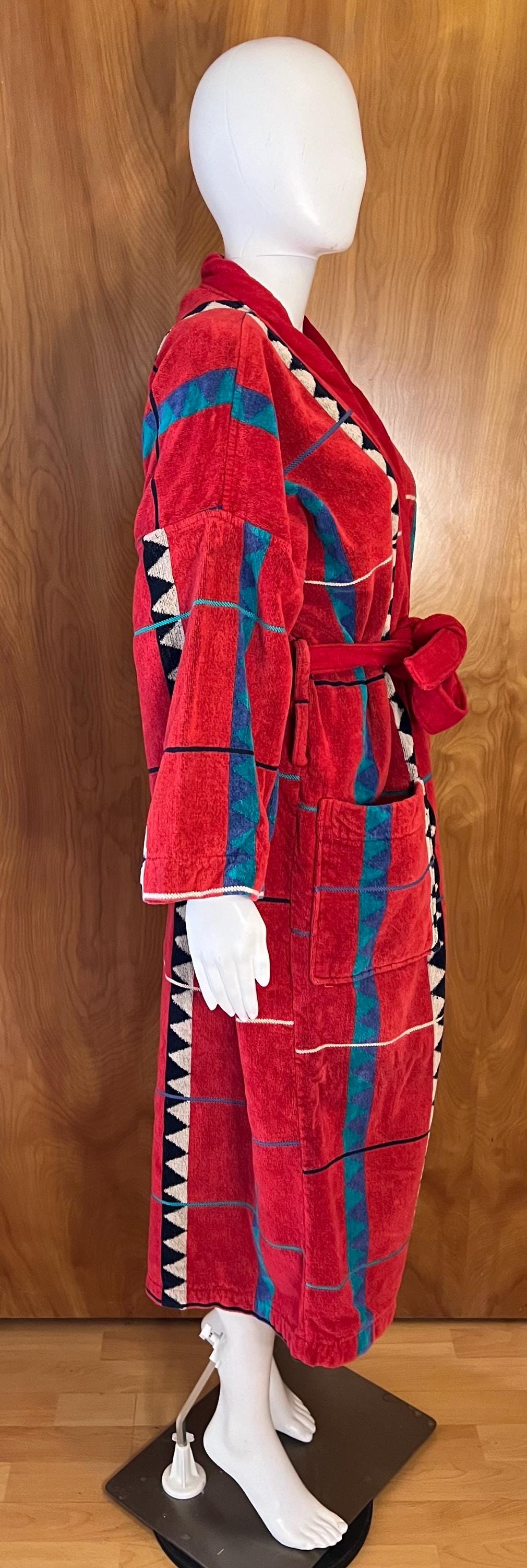 90s Aztec Geometric Terry Robe Great Color Combination/ No Label/ Some ...