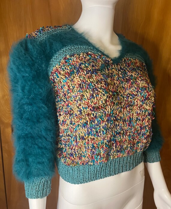 Stunning Handknit funfetti pattern  cropped sweat… - image 6