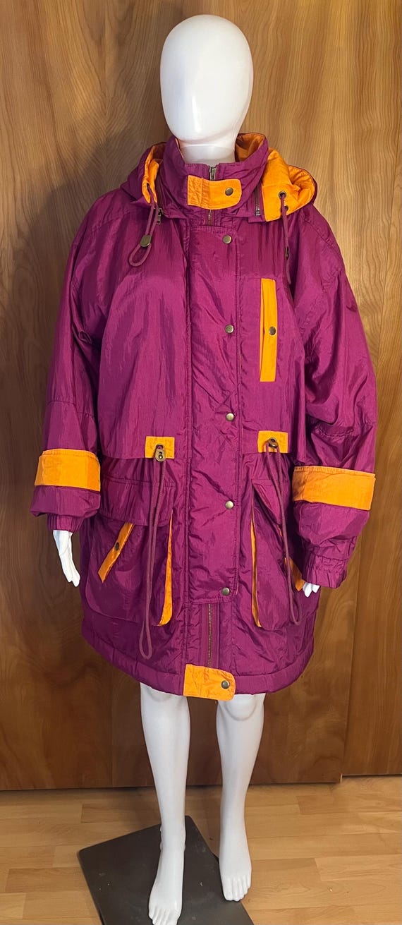 80s 90s East West by the Panda Group Inc. Parka – Purple & Orange