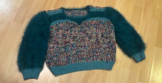 Stunning Handknit funfetti pattern  cropped sweat… - image 7