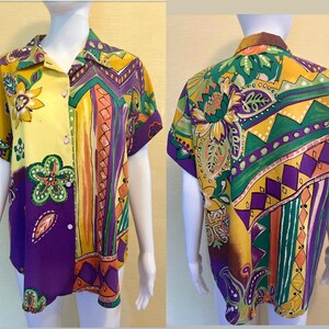 90’s abstract design shirt tropical Bebe size L no tags but very well made in gently worn condition