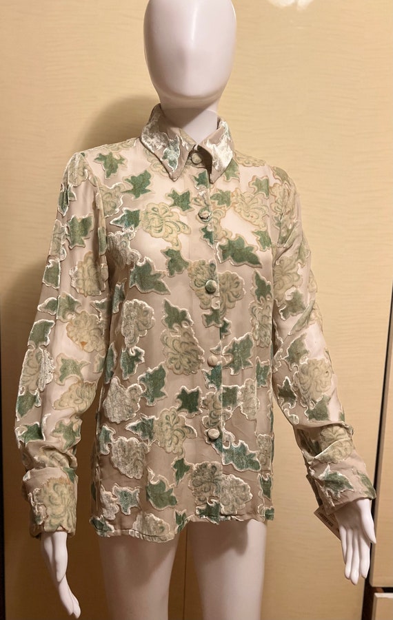 90’s dead stock velvet burnout blouse. Still has … - image 3