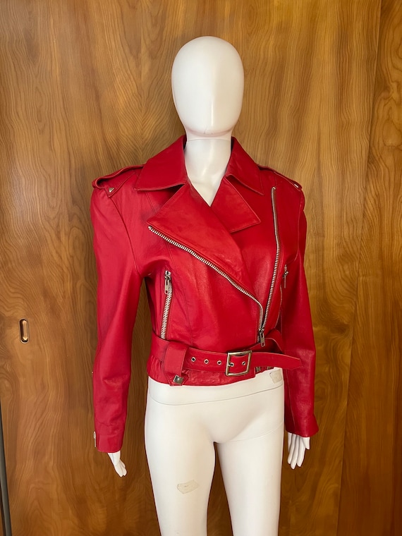 North Beach Leather Jacket by Michael Hoban Cherry Red