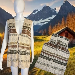 80er Jahre Fair Isle Pullover Strickweste mit Herzen und Blumen /von Hooch / Größe: Medium / leicht getragen / super süß / Oma Kern
