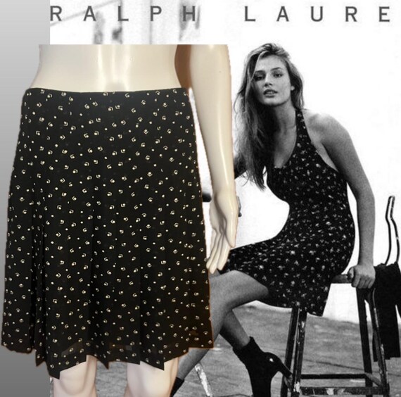 Y2K Ralph Lauren polka dot abstract pattern pleat… - image 1