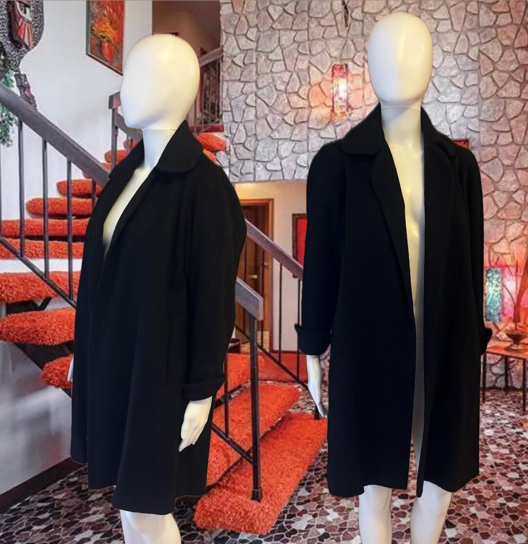 50s – 60s Virgin Wool Swing Coat | Chartreuse Silk Crepe Lining