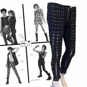 パンツ Rare Black Coating Lace-up Pants y2k 00s Y2k Lace up Jeans - Etsy