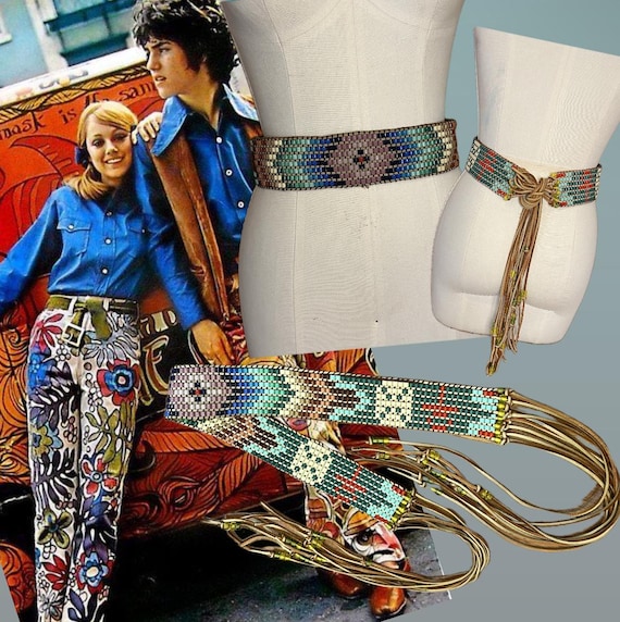 Embroidered, Beaded Boho Cottage Core Country Belt Accessories | Embroidered Beaded Boho Cottage Core Country  main image 4