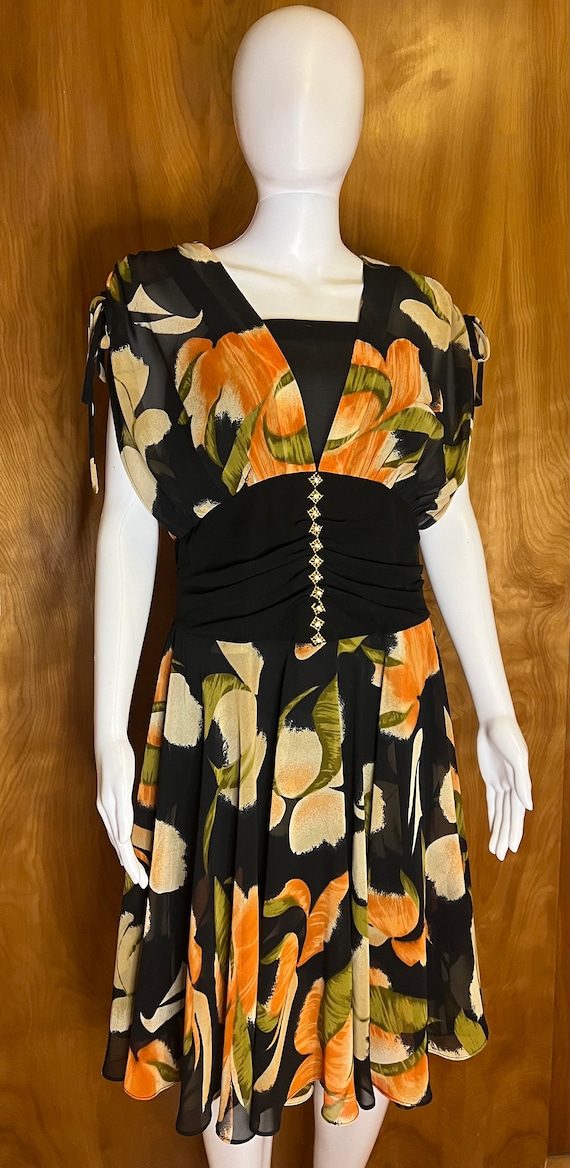 80s tropical paradise chiffon dress so glamorous … - image 2