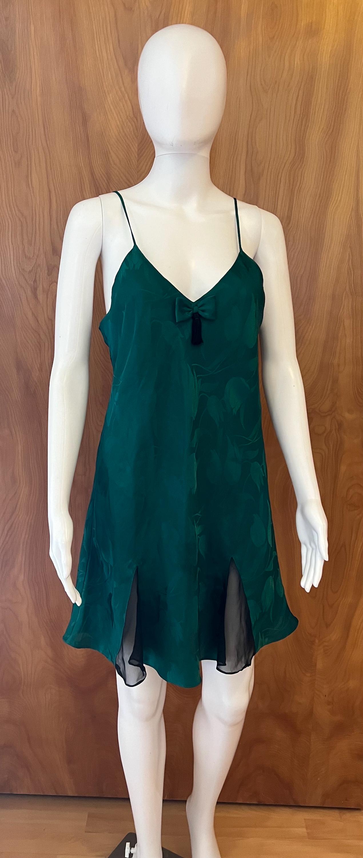90s Victoria's Secret Emerald Green Tassel Slip With Sheer Inserts for a  Touch of Elegance/floral Print / Size: Medium / Gently Worn - Etsy