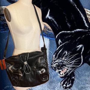 Cartera de cuero vegano con parches y estampado de lagarto de Bag Plaza, de stock muerto, de los años 80, con mucho estilo de los años 80, nueva, con etiquetas, tamaño más grande