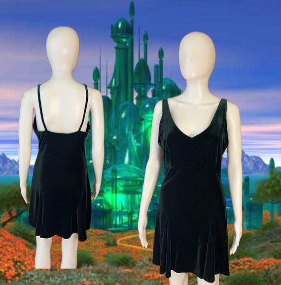 90s Emerald Green Empire Waist Stretch Velvet Dress Super Sassy by Victorias Secret super Cute Strappy Style Gently Worn Size S M Etsy