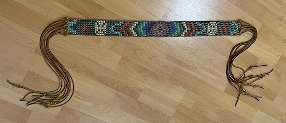 60s Handmade Ultimate Hippy Beaded Belt With Ankh Design and  display picture 2