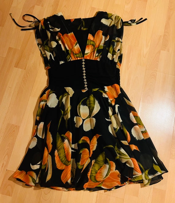 80s tropical paradise chiffon dress so glamorous … - image 8