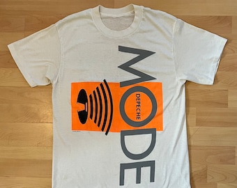 Camisa de la gira mundial de Depeche Mode de los años 80 1987-1988 hilo auténtico tamaño desnudo mediano excelente condición ***puntada única