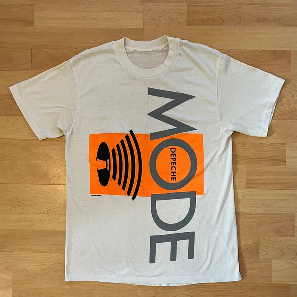 Camisa de la gira mundial de Depeche Mode de los años 80 1987-1988 hilo auténtico tamaño desnudo mediano excelente condición ***puntada única