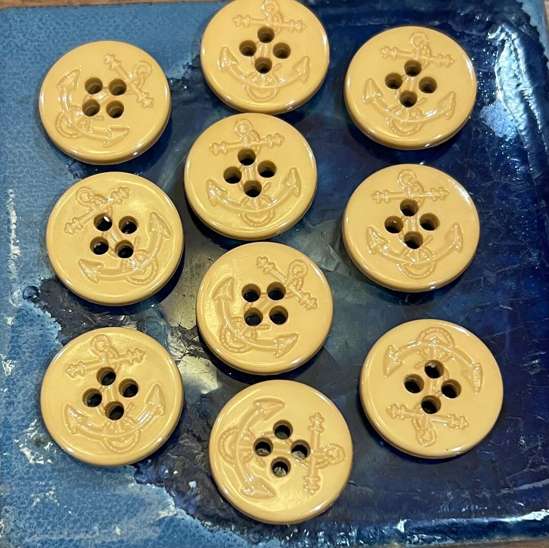 Dead Stock Novelty Buttons With Anchors / Perfect Pea Coat Button/ Size ...