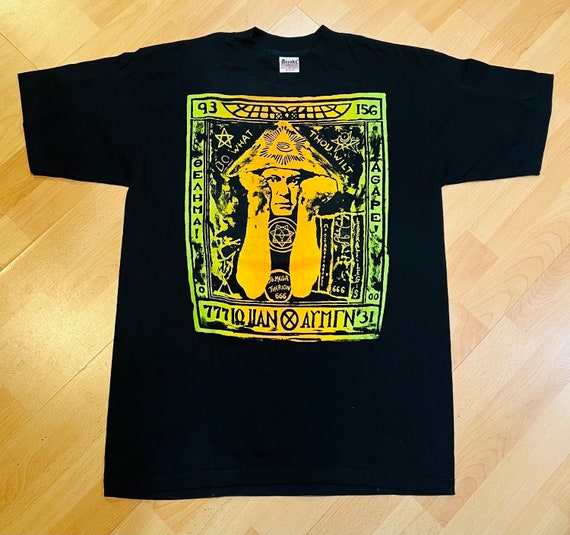 Super Rare 90's Occult Screen Print Aleister Crowley Tee With Self