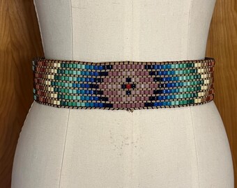 60s Handmade Ultimate Hippy Beaded Belt With Ankh Design and  display picture 1