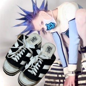 90s Rare Raver platform sneaker sandal by Flojos with sporty vibe! unique style authentic vintage Rave shoe/size: 6 /gently worn some scuffs