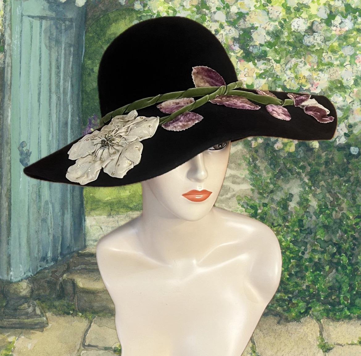 80s/90s Louise Green Throwback Wide Brim Hand Crafted Floral  display picture 1