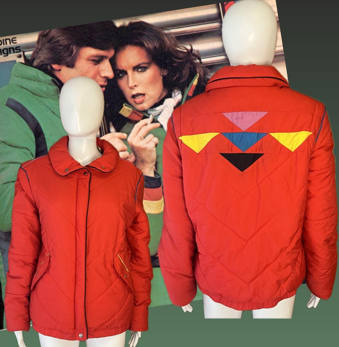 80s Aspen Powder Ski Jacket With Quilted Color Design