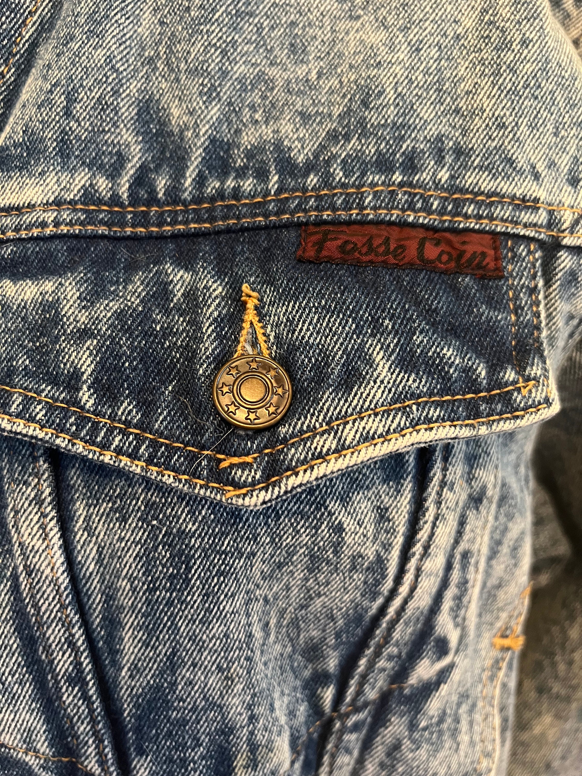 90's FOSSE COIN Denim X Japanese Brand Cropped Acid Washed 90's FOSSE COIN Denim X Japanese Brand Cropped Acid Washed