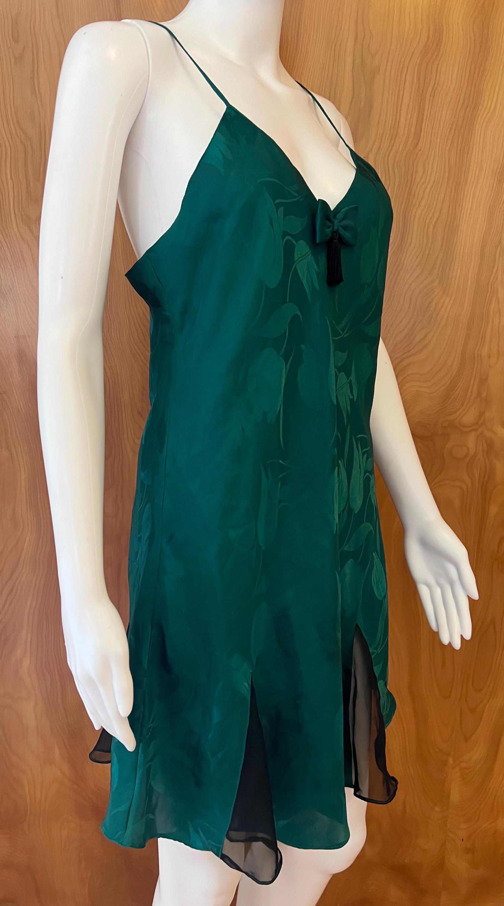 90s Victoria's Secret Emerald Green Tassel Slip With Sheer Inserts for a  Touch of Elegance/floral Print / Size: Medium / Gently Worn - Etsy