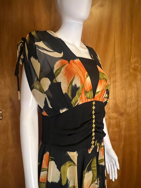 80s tropical paradise chiffon dress so glamorous … - image 5