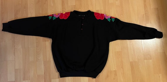 Adorable novelty sweatshirt with satin poppy appl… - image 7