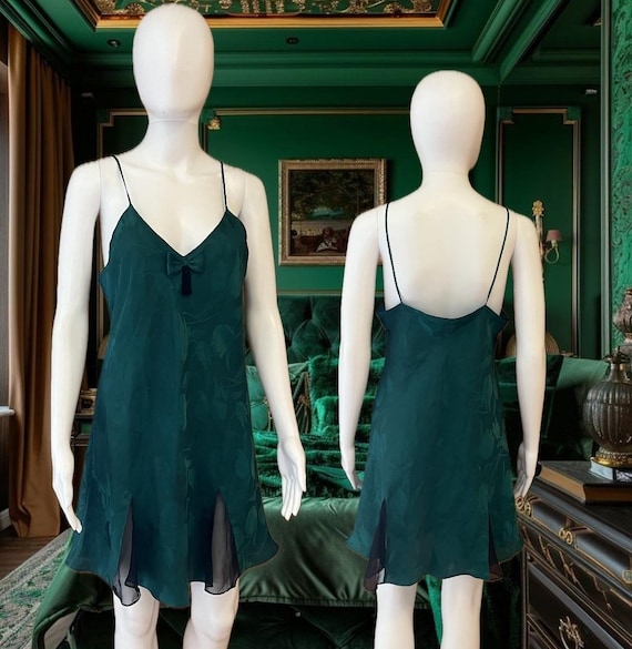 90s Victoria's Secret Emerald Green Tassel Slip With Sheer Inserts for a Touch of Elegance/floral Print / Size: Medium / Gently Worn - Etsy 90s Victoria's Secret Emerald Green Tassel Slip With Sheer Inserts for a Touch of Elegance/floral Print / Size: Medium / Gently Worn - Etsy