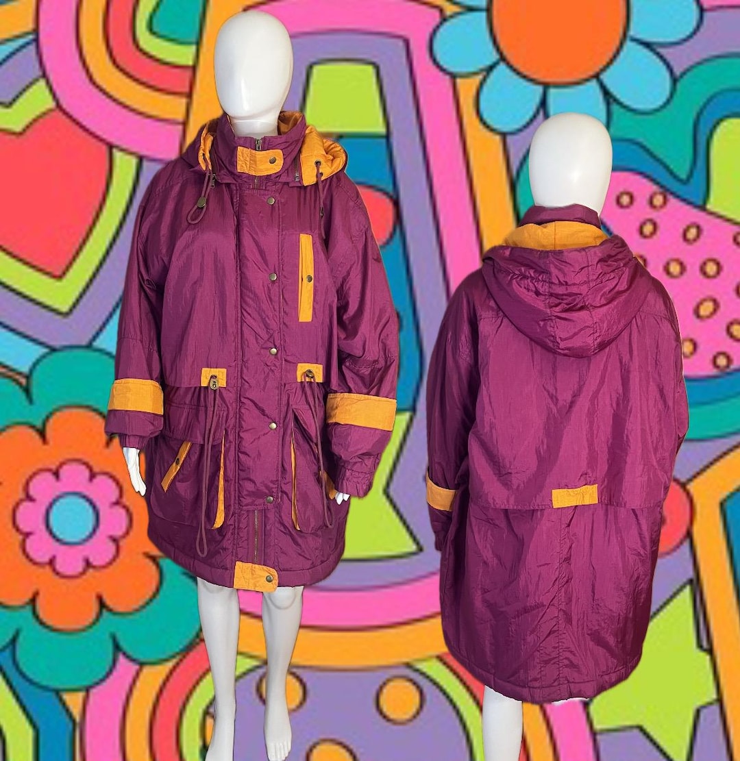 80s 90s East West by the Panda Group Inc. Parka – Purple & Orange