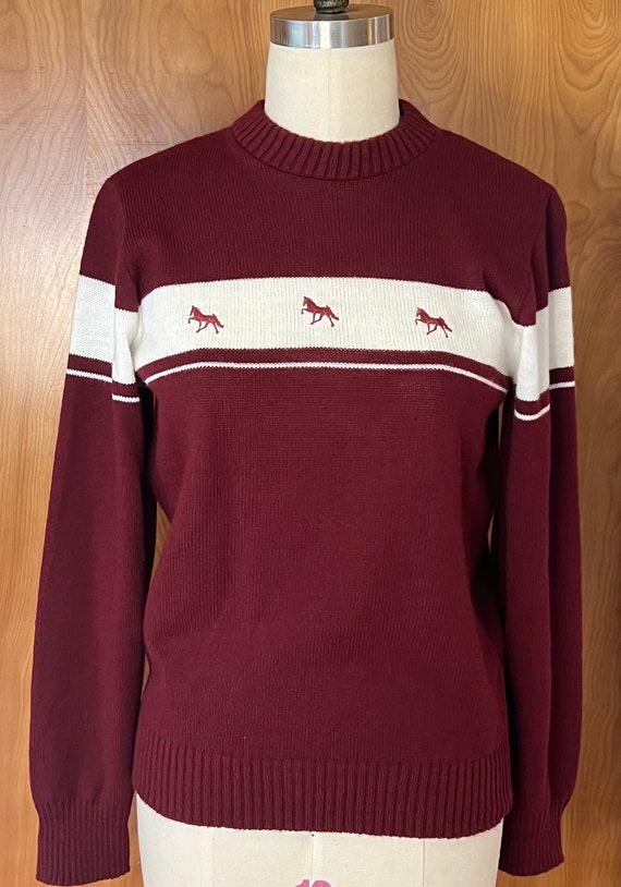 80s novelty Tennessee walker horse sweater by the… - image 2