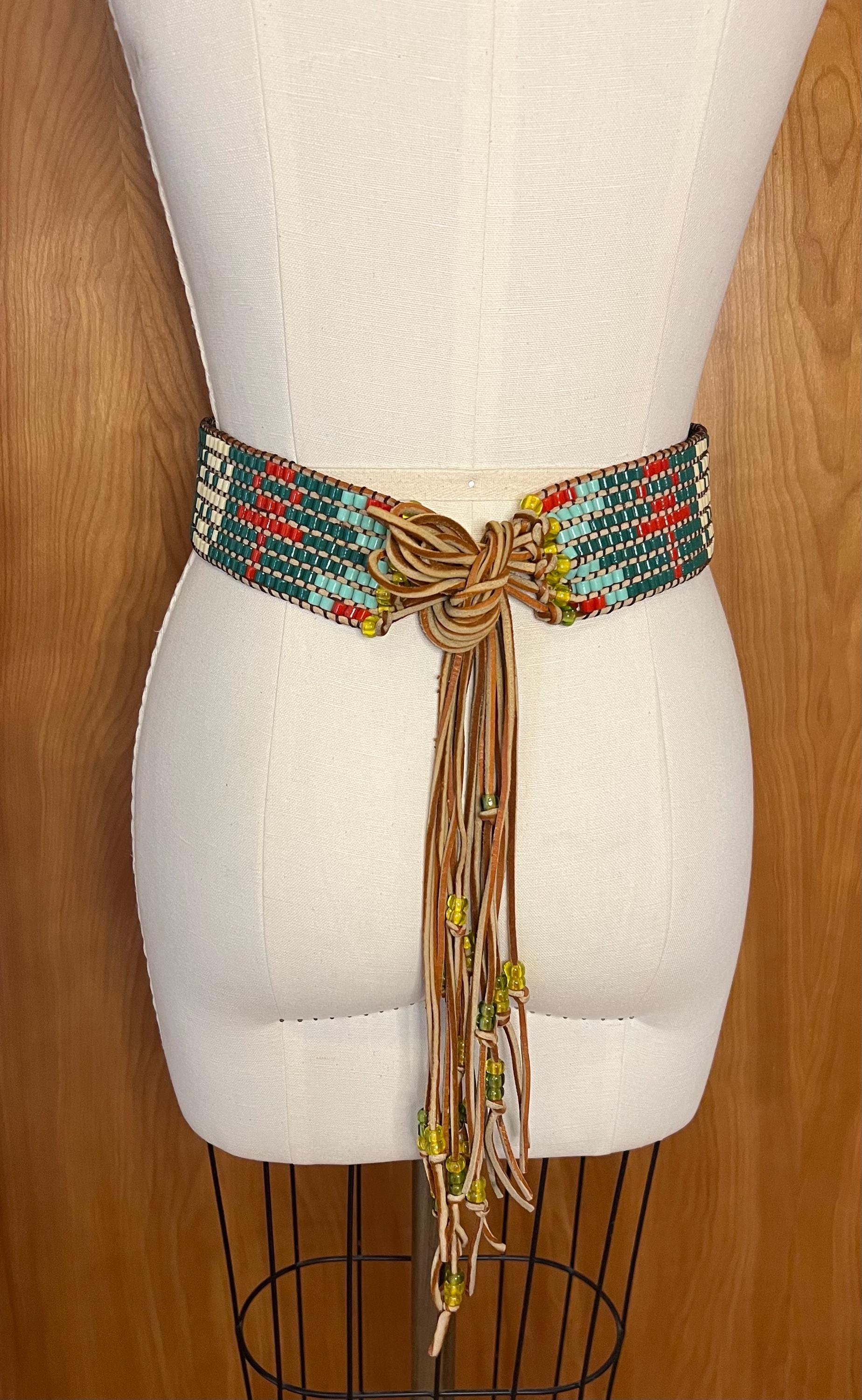 Haute Hippie Multicolor Beaded Disc Belt 60s Handmade Ultimate Hippy Beaded Belt With Ankh Design and  main image 4