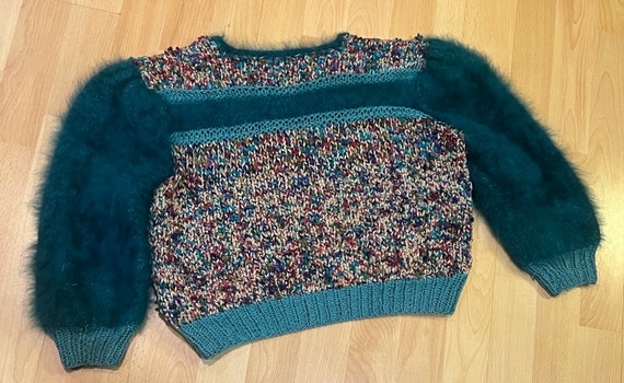 Stunning Handknit funfetti pattern  cropped sweat… - image 8