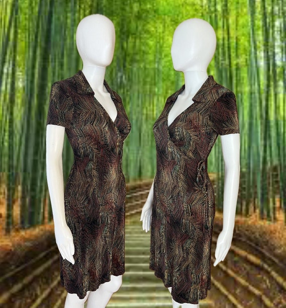 90s Y2K funky Crinkle Polyester wrap dress by Next