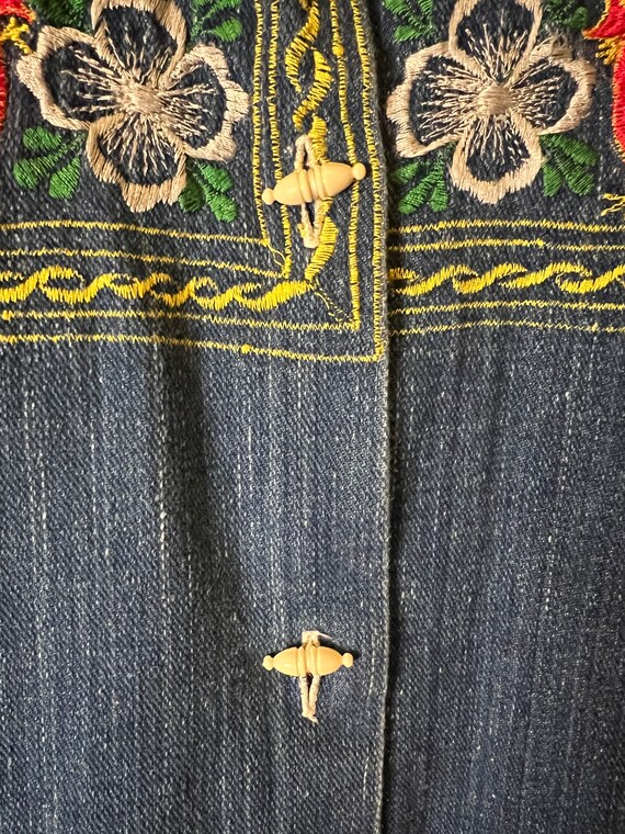 70’s Fabulous embroidered denim shirt hippie Chic… - image 7