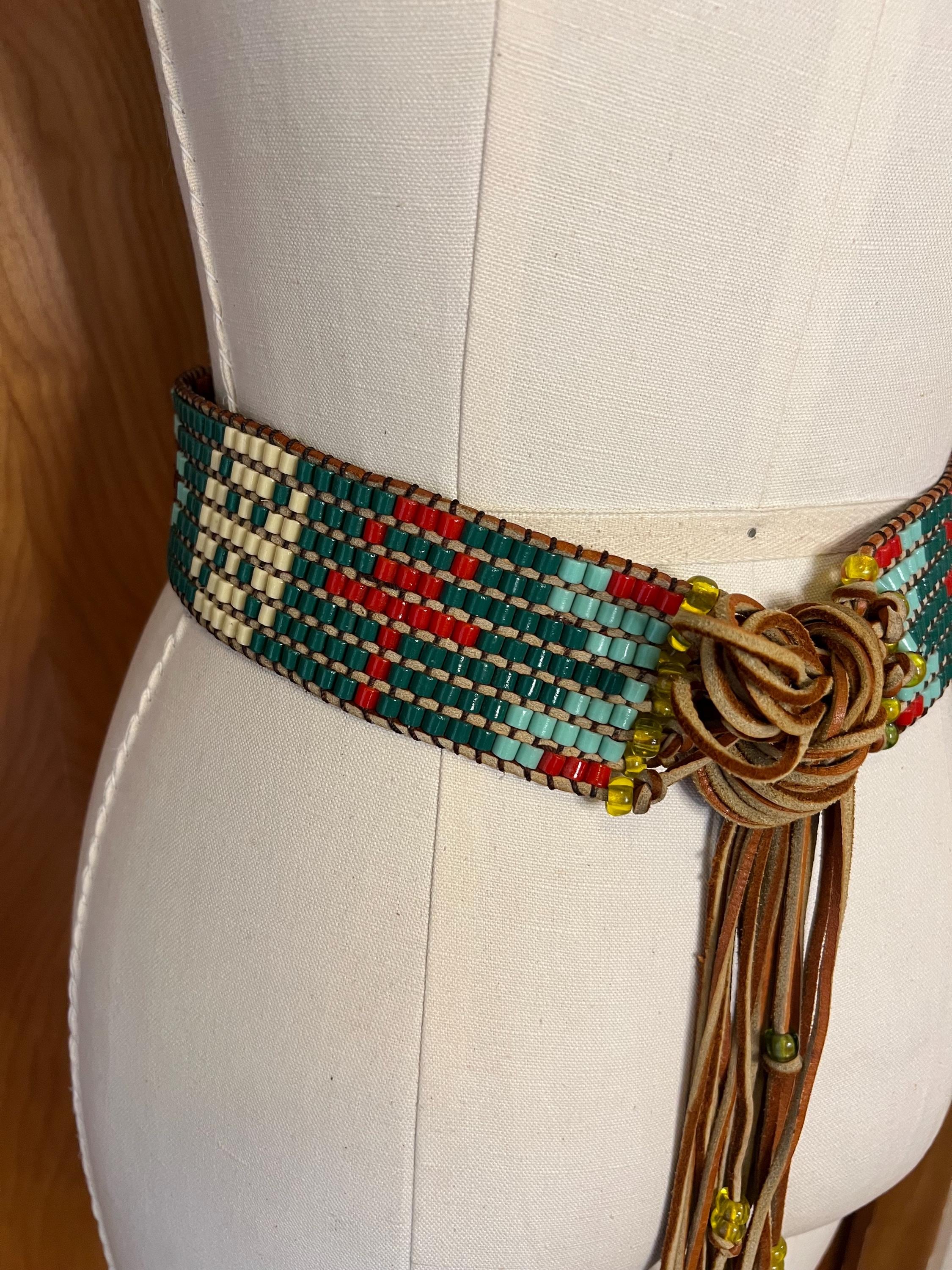 60s Handmade Ultimate Hippy Beaded Belt With Ankh Design and  display picture 1