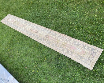 Patchwork Turkish Rug, Extra Long Runner Rug, Narrow Vintage Runner, Gray Hallway Runner, Eclectic Rug for Kitchen, Corridor Rug 1'9" x 13'