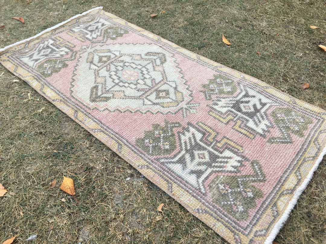 Pink Vintage Runner Oriental Turkish Rug 2x3 Oushak Runner Etsy