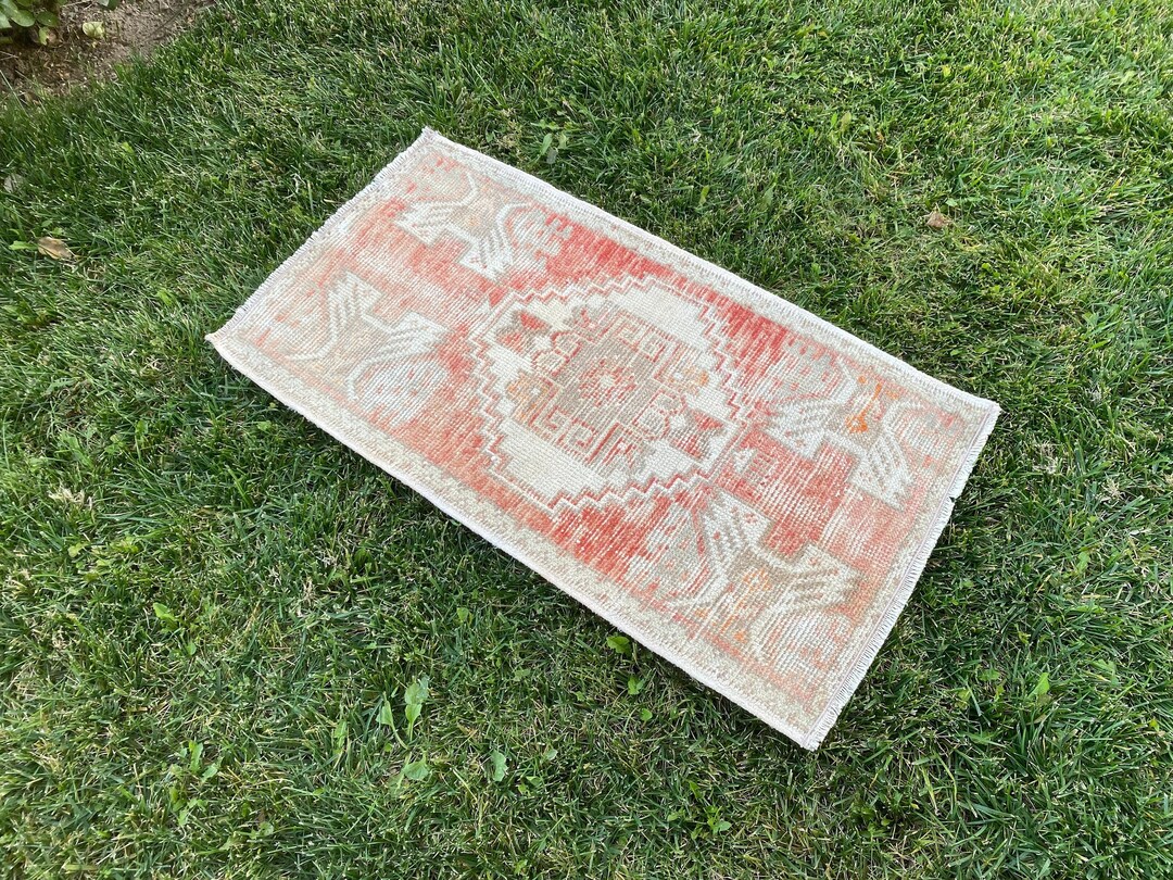 2x3 Door Mat Beige Vintage Rug Turkish Bath Rug Boho Small Etsy