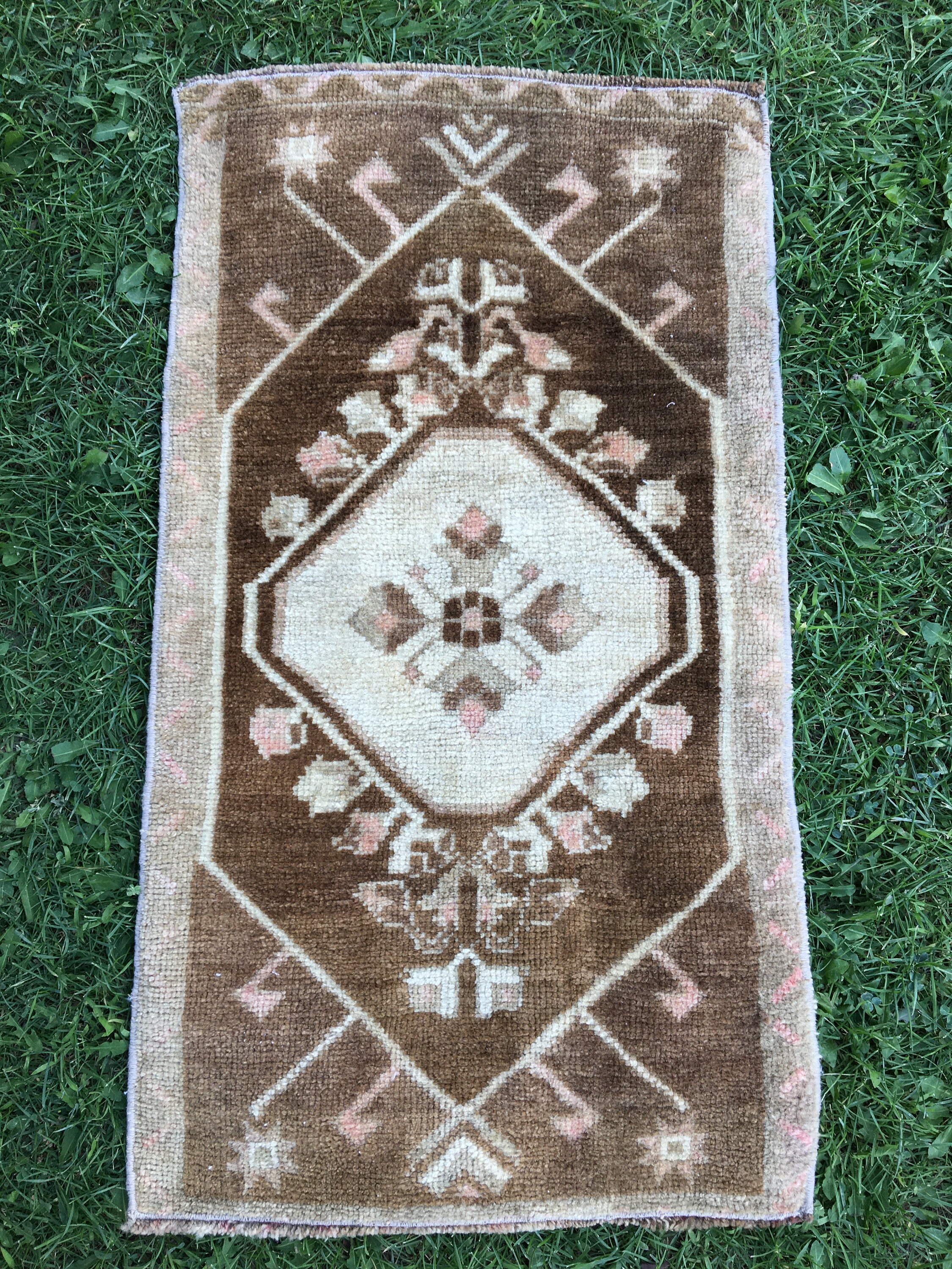 Brown Turkish Rug Vintage Kitchen Rug Small Oushak Runner - Etsy