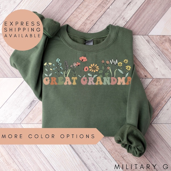 Great Grandma Sweatshirt, Great Grandma Wildflowers Sweatshirt, Great Grandma Sweater Crewneck, Mothers Day Gift For Great Grandma Gifts