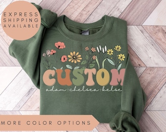 Custom Grandma Sweatshirt With Grandkids Names,Personalized Grandma Wildflowers Sweatshirt,Grandkids Names Sweater,Mother's Day Grandma Gift