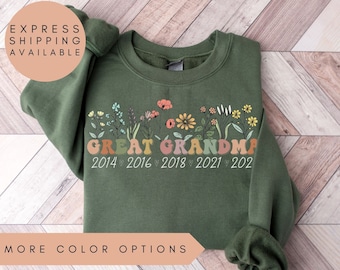 Personalized Great Grandma Sweatshirt, Personalized Great Grandma Gifts, Great Grandma Pregnancy Announcement, Custom Great Grandma Gift