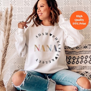 Leopard Nana Sweatshirt,Personalized Nana Sweat,Grandkids Names Sweat,Custom Grandma Sweater,Mother's Day Sweater,Gift For Nana,Grandma Gift
