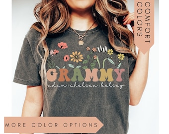 Grammy Shirt With Grandkids Names,Personalized Grammy Wildflowers Shirt,Grandkids Names Shirt,Grammy Tee,Comfort Colors Shirt,Grammy Gift