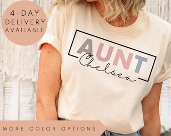 Personalized Aunt Shirt for Aunt Shirt With Name, Custom Gift for Aunt Pregnancy Announcement Reveal to Aunt Mother's Day Gift, Aunt Gifts
