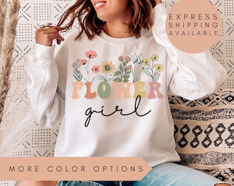 Flower Girl Sweatshirt,Wildflower Flower Girl,Wedding Sweater,Matching Bridesmaid Sweater,Custom Bridal Sweatshirt Flower Girl,Wedding Party